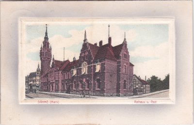 15936 Dahme/Mark, Straßenansicht, Rathaus, Post, ca. 1905
