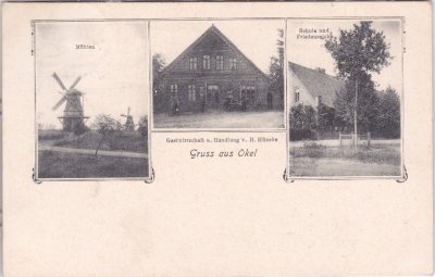 28857 Okel (Syke), u.a. Handlung Hüneke, Windmühlen, ca. 1905 