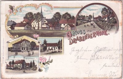 51674 Drabenderhöhe (Wiehl), u.a. Gasthof, Farblitho, ca. 1895 