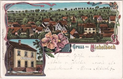 74858 Michelbach (Aglasterhausen), Farblitho, ca. 1905 