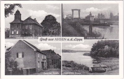45711 Ahsen an der Lippe (Datteln), u.a. Haltener Straße, ca. 1960