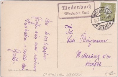 65207 Medenbach (Wiesbaden), Landpoststempel 1932