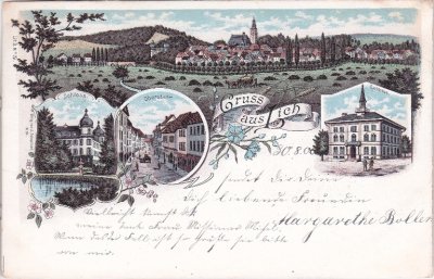 35423 Lich (Kreis Gießen), u.a. Oberstadt, Farblitho, ca. 1900