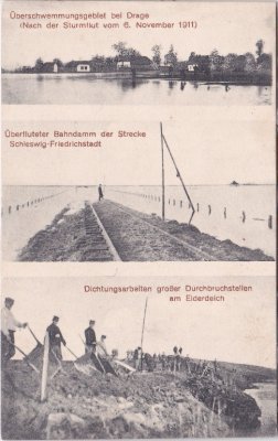25878 Drage (Nordfriesland), Überschwemmung, Sturmflut 1911