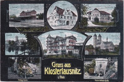 07639 Bad Klosterlausnitz, u.a. Bahnhof, Rathaus, ca. 1905 
