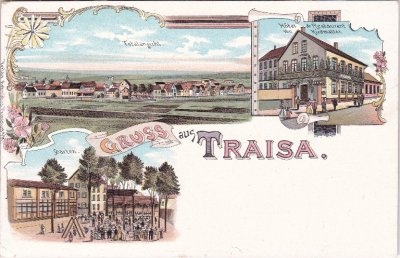 64367 Traisa (Mühltal), u.a. Restaurant, Farblitho, ca. 1900