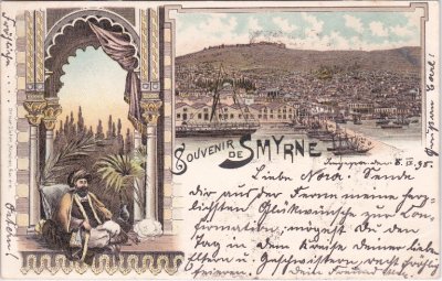 Smyrna (Izmir), u.a. Hafen, Farblitho, ca. 1895