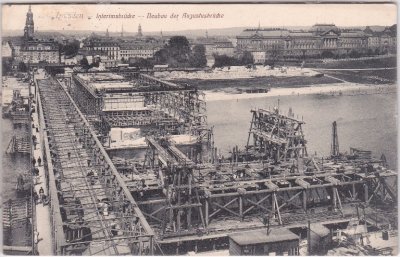 01067 Dresden-Altstadt, Interimsbrücke (Augustusbrücke), ca. 1905