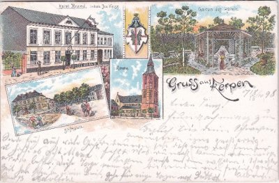 50171 Kerpen, Hotel Brand, Farblitho, ca. 1895