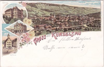 74653 Künzelsau, u.a. Post, Farblitho, ca. 1895