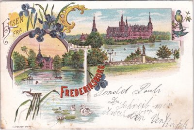 Hillerød, Schloss Fredriksborg, Farblitho, ca. 1900