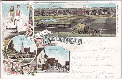 72770 Betzingen (Reutlingen), u.a. Hauptstrasse, Farblitho, ca. 1895