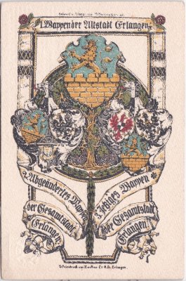 91054 Erlangen, Wappen der Altstadt, Sonder-Ganzsache, ca. 1905