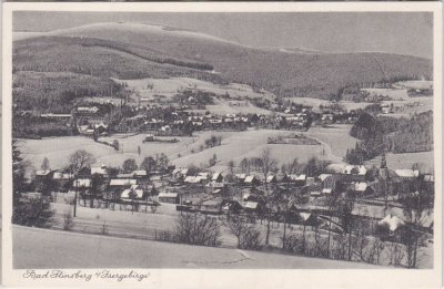 Bad Flinsberg im Isergebirge, Ortsansicht im Winter, ca. 1930