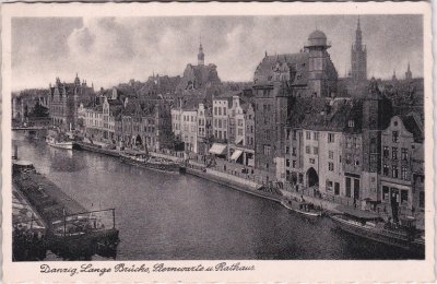 Danzig, Lange Brücke, Sternwarte, Rathaus, ca. 1940