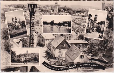 08209 Auerbach im Vogtland, u.a. Straßenansichten, ca. 1960