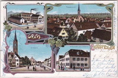 79356 Eichstetten am Kaiserstuhl, u.a. Fabrik, Farblitho, ca. 1900