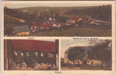 01665 Miltitz (Klipphausen), u.a. Restaurant Wustlich, ca. 1915