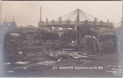 01307 Dresden-Johannstadt (Altstadt), Brand auf der Vogelwiese 1909