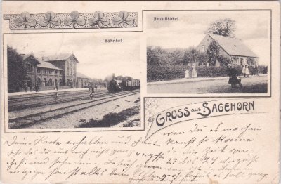 28876 Sagehorn (Oyten), Bahnhof, Haus Hobbel, ca. 1900
