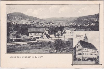 71560 Sulzbach an der Murr, Ansicht mit Bahnhof, ca. 1910