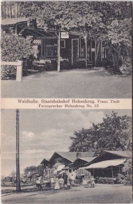 Hohenkrug (Stettin), Staatsbahnhof, Waldhalle, ca. 1915