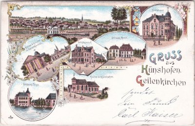 52511 Hünshoven (Geilenkirchen), u.a. Kreishaus, Farblitho, ca. 1895