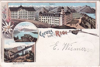 Rigi-Kulm (Weggis), Hotel, Farblitho, ca. 1895