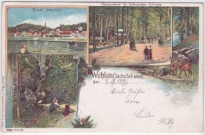 01829 Wehlen, Farblitho, Restaurant, ca. 1895