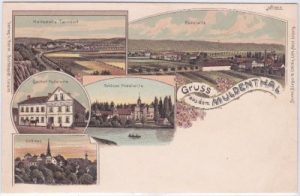 04680 Muldenthal, u.a. Podelwitz (Colditz), Farblitho, ca. 1900