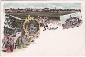 04683 Naunhof, u.a. Rathskeller, Farblitho, ca. 1900