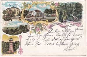 07548 Gera-Ernsee, u.a. Restaurant, Farblitho, ca. 1900