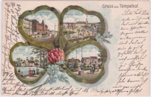 12103 Berlin-Tempelhof, Kleeblatt-Farblitho, ca. 1900