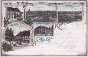 14728 Rhinow, Farblitho, u.a. Postamt, ca. 1895