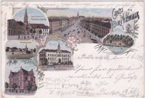 16928 Pritzwalk, Farblitho, u.a. Krankenhaus, ca. 1895