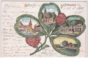 18258 Schwaan, Kleeblatt-Farblitho, ca. 1900