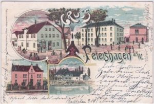 32469 Petershagen, Farblitho, u.a. Taubstummen-Anstalt, ca. 1900
