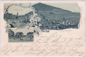 36404 Vacha, u.a. Marktplatz, Ortsansicht, Litho, ca. 1900
