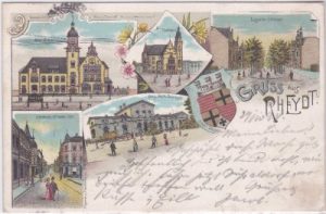 41236 Rheydt (Mönchengladbach), u.a. Bahnhof, Farblitho, ca. 1895