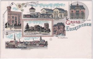 53879 Euskirchen, u.a. Bahnhof, Farblitho, ca. 1900