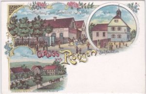 61231 Rödgen (Bad Nauheim), Gasthaus Flohr, Farblitho, ca. 1900
