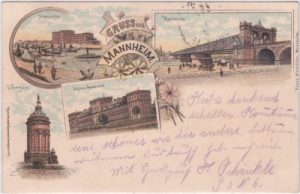 68159 Mannheim, u.a. Hafen, Farblitho, ca. 1895
