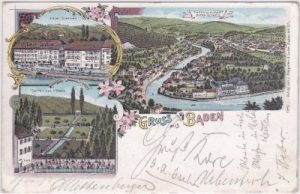 Baden (Aargau), u.a. Hotel Sternen, Farblitho, ca. 1900