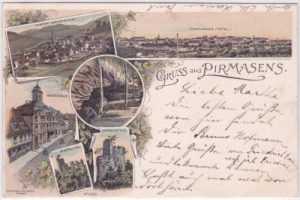 66953 Pirmasens, u.a. Weidenthal, Farblitho, ca. 1895