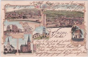 58135 Haspe (Hagen), u.a. Kirche, Farblitho, ca. 1900