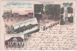 24619 Bornhöved, u.a. Gasthof Post, Farblitho, ca. 1895