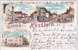 94149 Kößlarn, u.a. Brauerei Schödermaier, Farblitho, ca. 1900