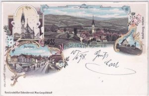 Neumarkt bei Freistadt, u.a. Marktplatz, Farblitho, ca. 1895
