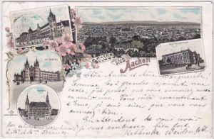 52062 Aachen, u.a. Kaserne, Farblitho, ca. 1895