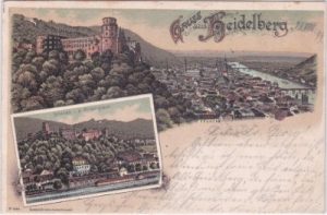 69117 Heidelberg, u.a. Schloss, Farblitho, ca. 1895